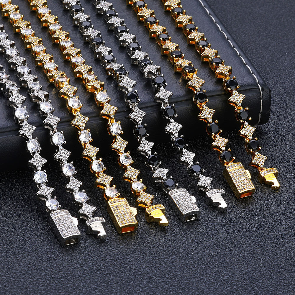 Luxury Brand Designer Jewelry European And American Hip-Hop Men's 6Mm Star Zircon Jewelry Accessories Tennis Bracelet Women's High-End Jewel