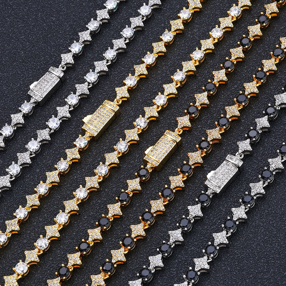 Luxury Brand Designer Jewelry European And American Hip-Hop Men's 6Mm Star Zircon Jewelry Accessories Tennis Bracelet Women's High-End Jewel
