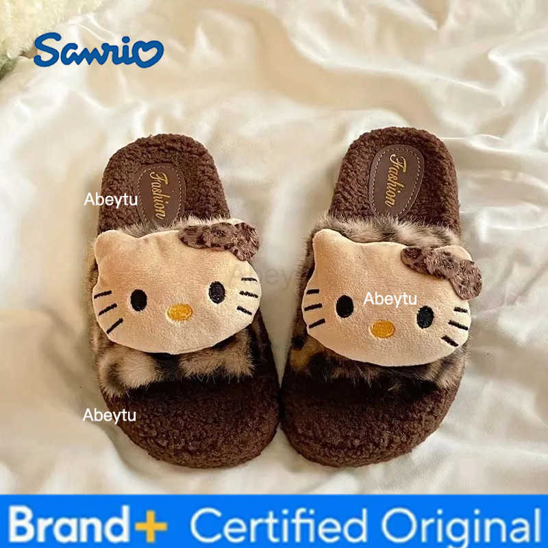 Sanrio Hello Kitty KT Cat Anime Plush Slippers for Ladies Kawaii Casual Fashion Indoor Outdoor Ladies Slippers Gift H251230