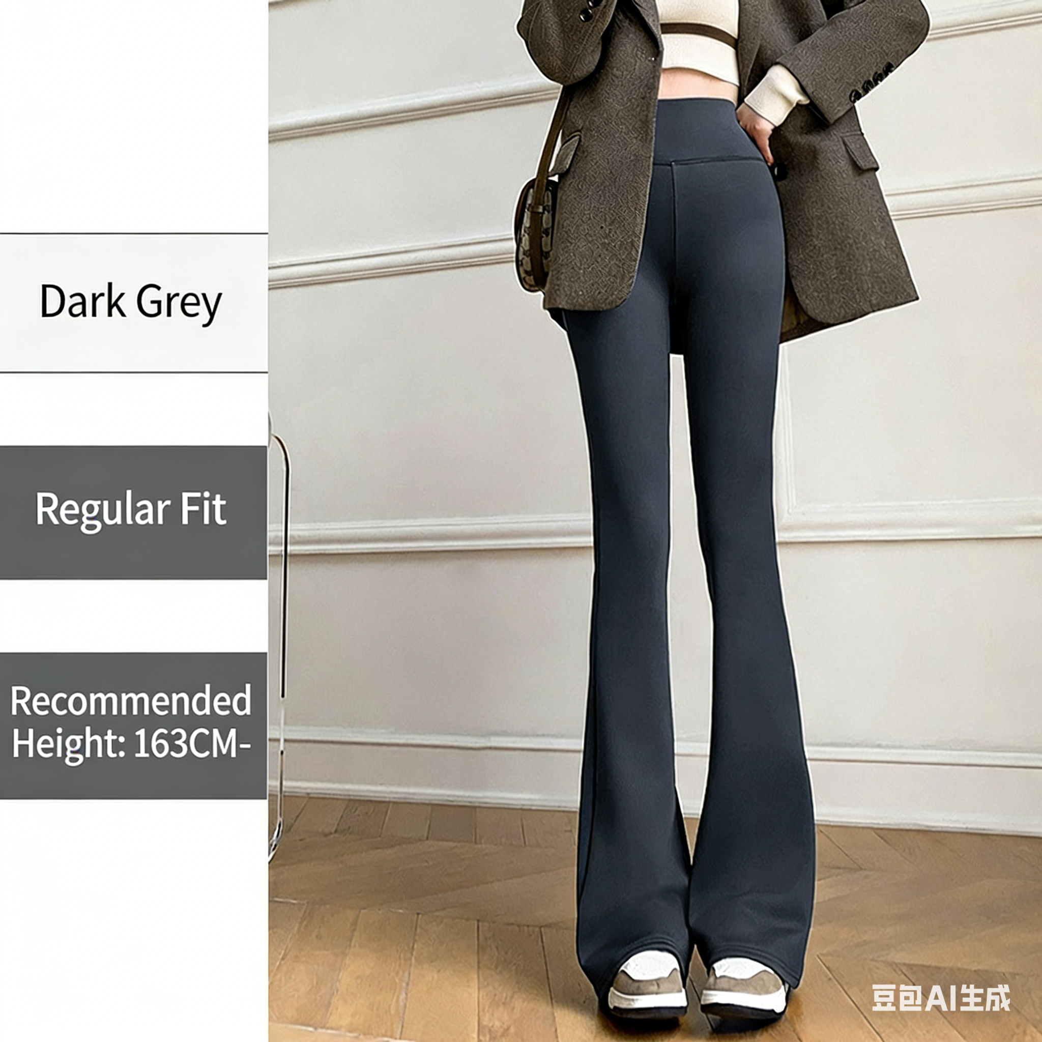 Women's Flared Shark Leggings, Spring & Winter Fleece-Lined Bootcut Pants, High-Waisted Tummy Control Yoga Pants, Slimming Wide-Leg Pants for Wor