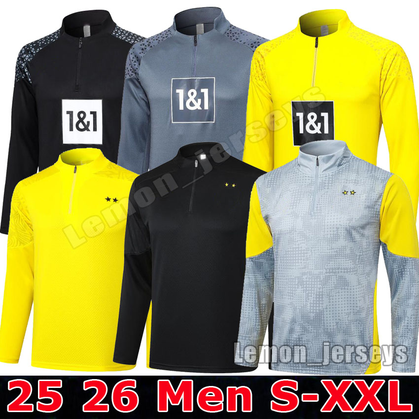 2025 2026 Dortmund Soccer Jersey Men's Kit Training 25 26 BVBs REUS HALLER HUMMELS Half Zipper Football Long-sleeved Football Camisa de futebol jogging Tracksuit Top