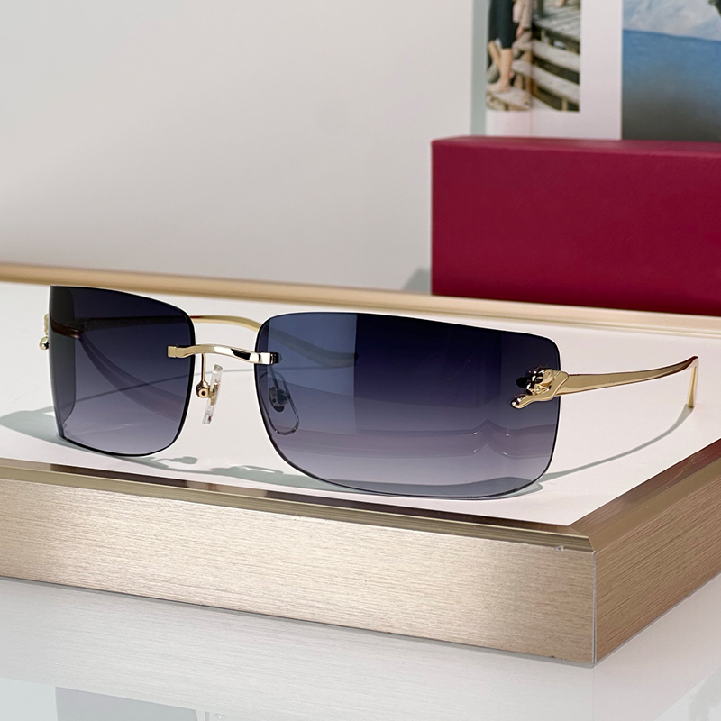 Designer Sunglasses For Women Men Rimless Curved Lens Rectangle Eyewear 0503 Luxury Sunglasses Outdoor Goggles UV400 Glasses With Box