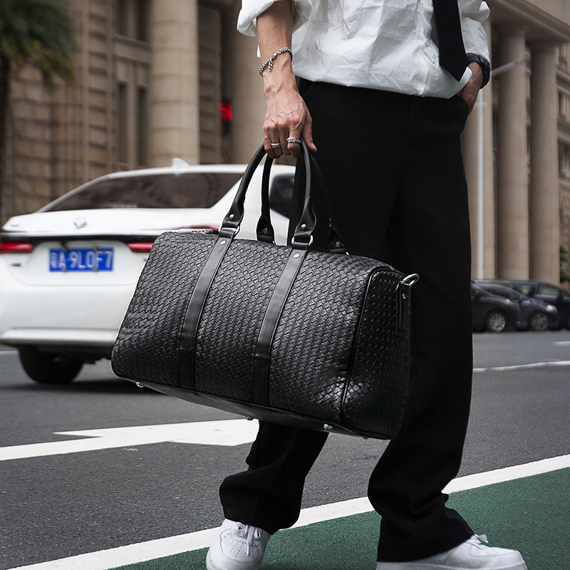 2025 new Hand-woven Korean-style large-capacity travel bag casual short-distance handbag trendy gym bag single-shoulder crossbody bag big bag