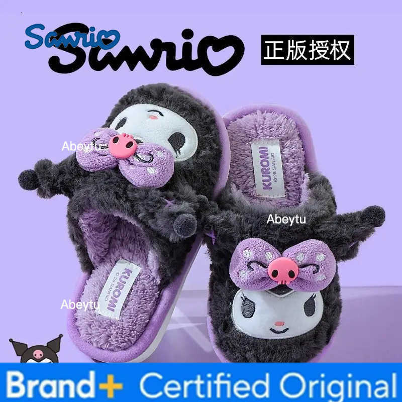 Sanrio Cartoon Sanrios My Melody Women Plush Slippers Kawaii Kuromi Thick Warm Winter Home Indoor Flat Casual Non Slip Girls Home Shoes H251230