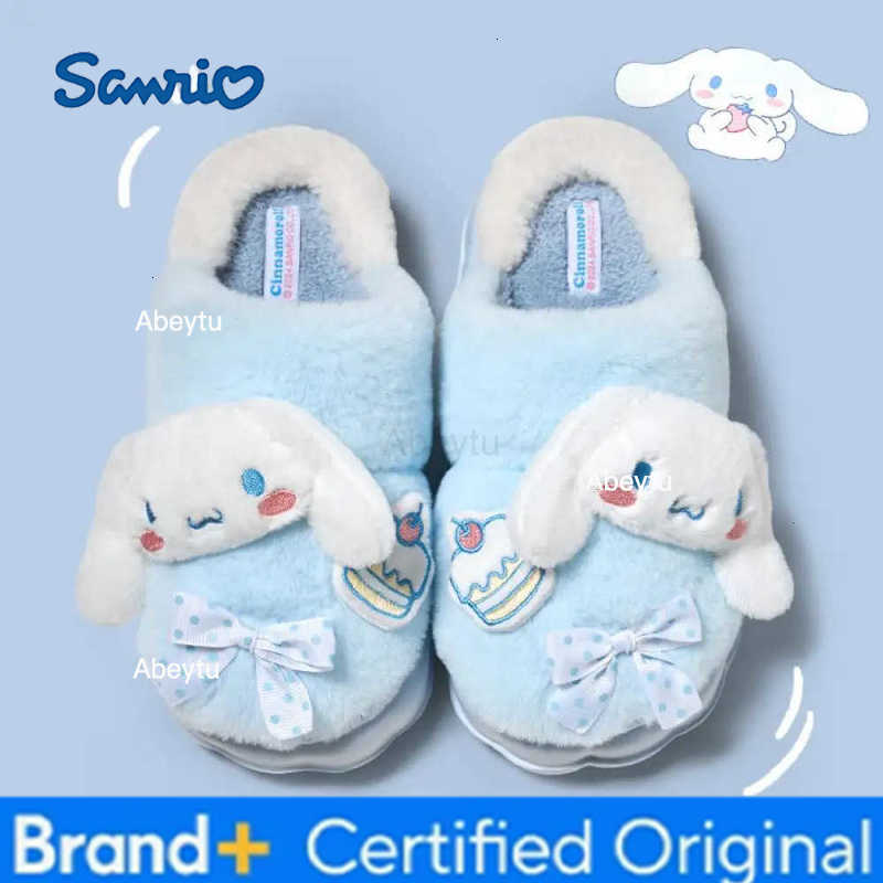 Sanrio Hello Kitty Kawaii Girls Plush Slippers New Style Home Cotton Shoes Child Leisure Indoor Shoes Ins Cartoon Hole Sandals H251230