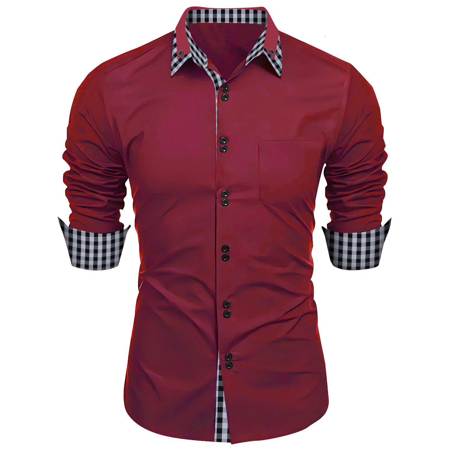 Luxury Brand Designer Clothes New Clothing Spring And Autumn Mens Fashion Plaid Color Block Business Slim Fit Casual Long Sleeve Shirt