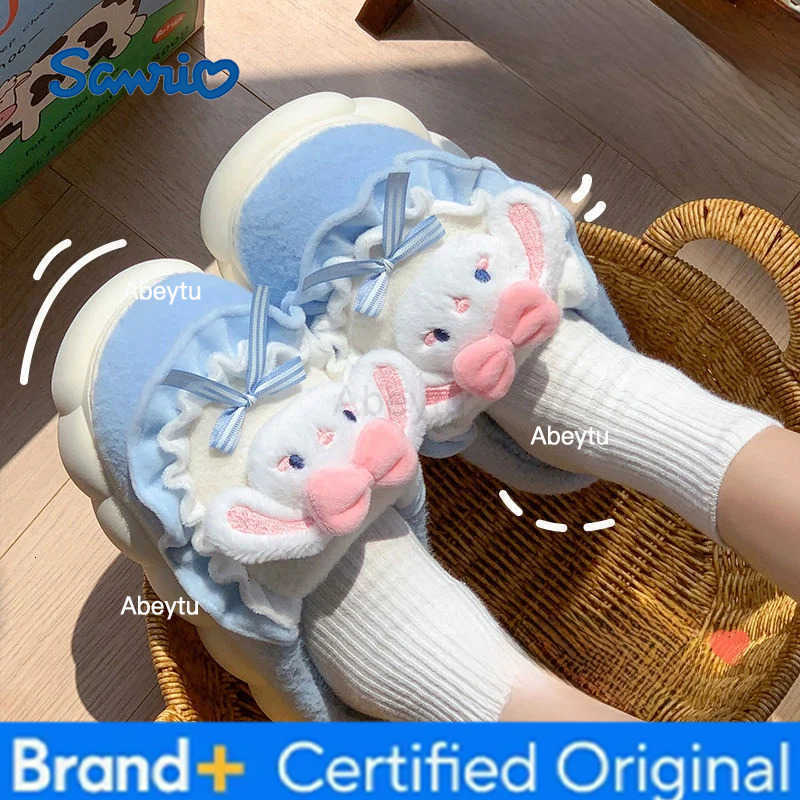 Sanrio Kids Slippers House Shoes Cartoon Slippers Winter Shoes For Girls Anti-slip Soft Bottom Warm Pink Blue Shoes Size 36-41 H251230