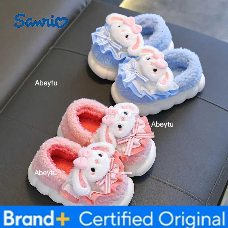 Sanrio Warm Indoor Cotton Slippers for Girls Baby Plush Winter Childrens Shoes Parent-Child Slippers Cozy Home Slippers for Kids H251230