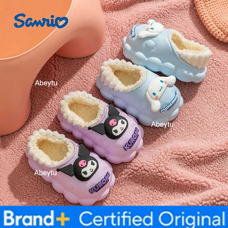 Sanrio Winter Cute Cartoon Non-slip Childrens EVA Slippers Soft Sole Flip Flops Kids Girls Indoor Mule Warm Home Cotton Shoes H251230