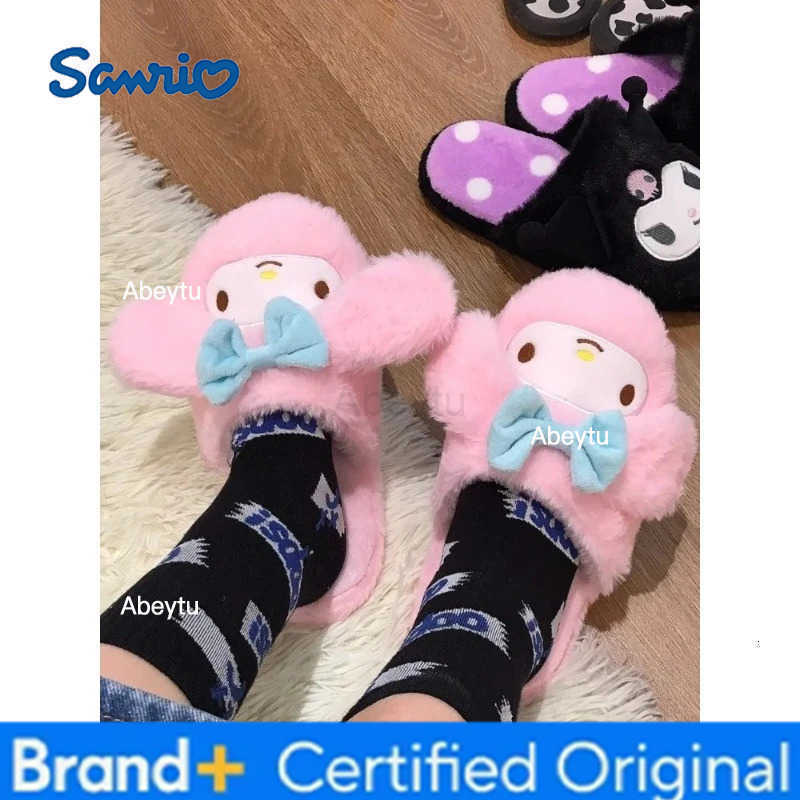 Sanrio warm slippers Kuromi My Melody home cotton shoes cute cinnamon rolls indoor slippers plush slippers female autumn H251230
