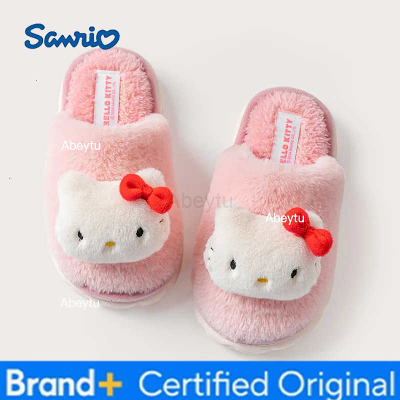 Sanrio Anime Winter Kuromi Warm Plush Slippers Kawaii Cinnamoroll Hello Kitty Cartoon Cute Thicken Home Slippers Festival Gift H251230