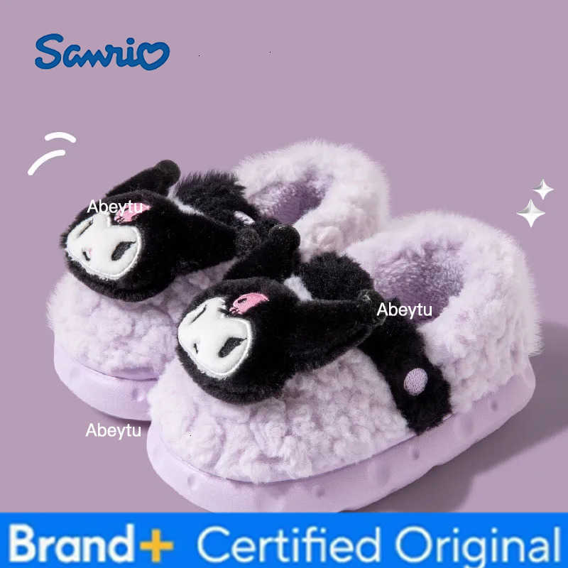 Sanrio Cinnamoroll Kuromi Winter Cartoon Child Cotton Shoes Girl Cute Plush Thicken Non-Slip Keep Warm Indoor Slippers Birthday Gift H251230