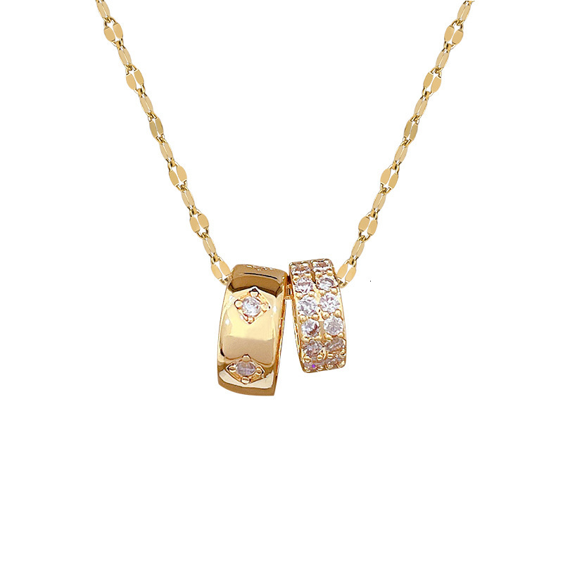 Luxury Brand Designer Jewelry Steel Double Ring Small Waist Full Diamond Fashion Light Luxury Elegant Gorgeous Full Diamond Necklace For Women Versati