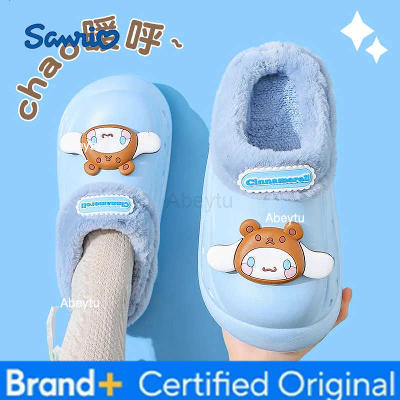 Sanrio Anime Hello Kitty Autumn/winter My Melody Cotton Slippers Cinnamoroll Cartoon Anti Slip Plush Slippers Kuromi Warm Slippers Gift H25123011