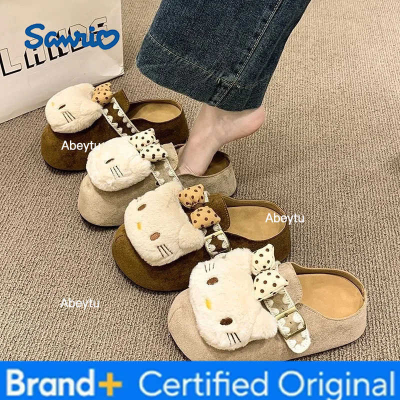 Sanrio New Cute Cartoon Kt Cat Casual Slippers Women Thick Soled Comfortable Home Wear Versatile Non-Slip Slippers Autumn Winter Gift H251230