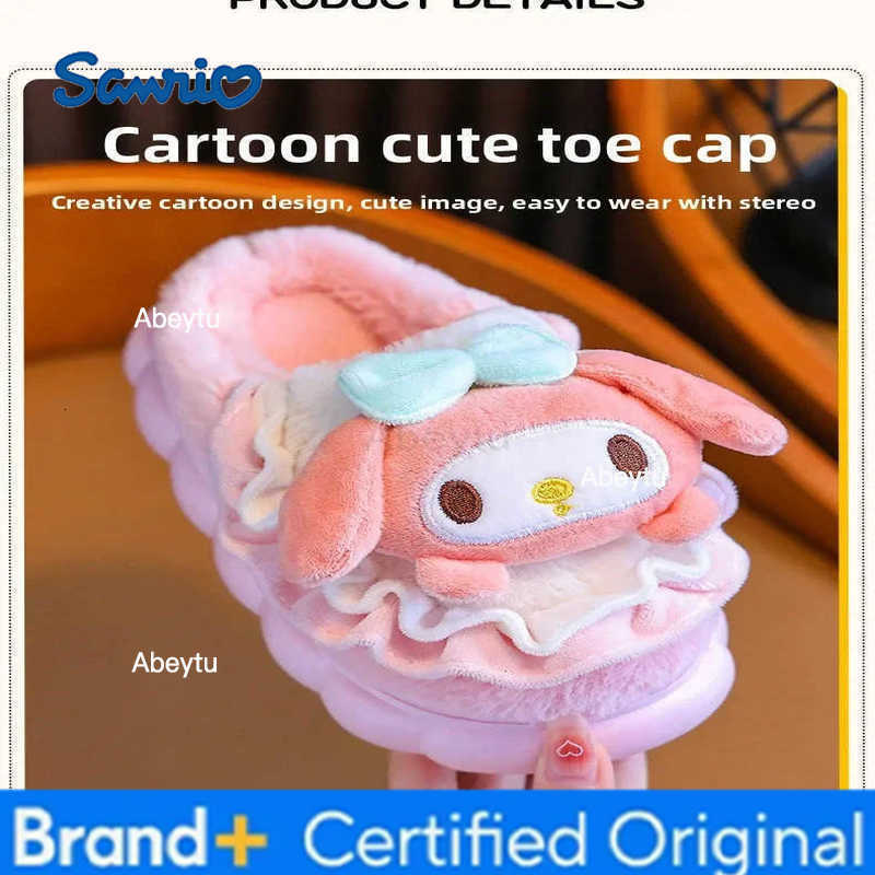Sanrio Hello Kitty Cotton Shoes Kuromi Cinnamoroll Women Plushie Cartoon Plush Kawaii Flat Shoes Slippers Shoes Plush Gift H251230