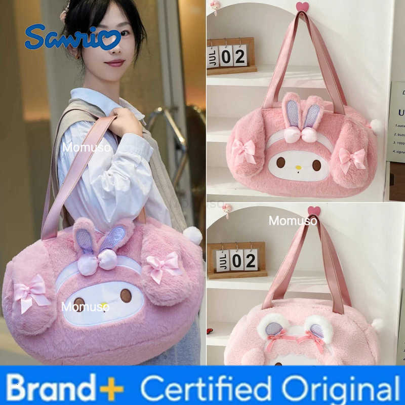 Sanrio Adorable My Melody Sweet Piano Plush Shoulder Bag Cute Japanese Style Handbag for Women Fashionable Plush Tote Bag Gifts Girl H251230