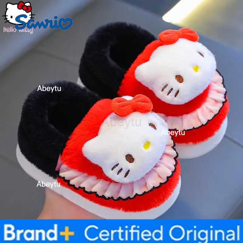 Sanrio Hello Kitty Childrens Kuromi Warm Slippers Autumn/winter Kawaii Cartoon Anime Melody Parent Child Cinnamoroll Home Shoes H251230