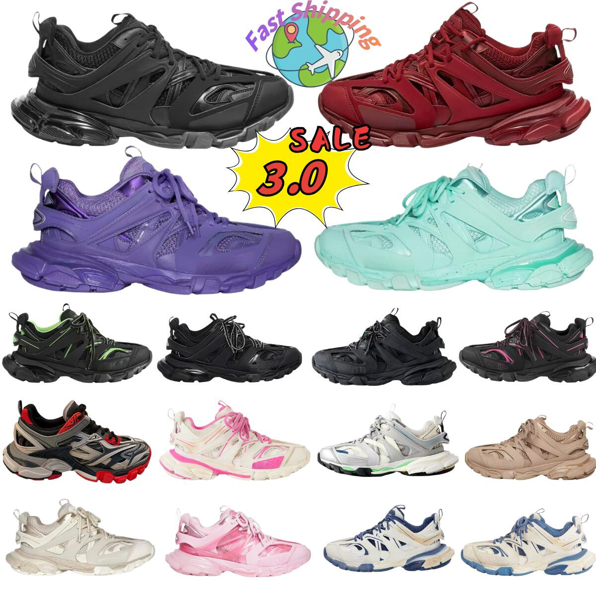 Designer Track 3 3.0 shoes Luxury sneakers for mens womens shoe casual sport shoe White Black Green Pink Blue Grey Platform Runners Tracks 3 mens trainers size 36-45