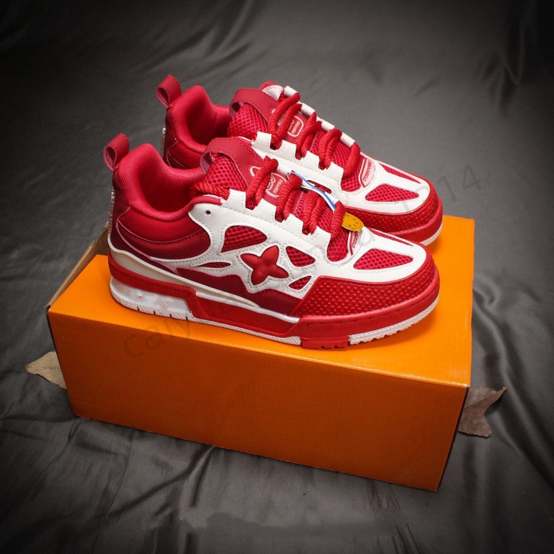 2026 New Men's and Women's Luxury Designer Shoes Fashion Dual Color Cow Leather Lace up Thick Sole Elevated Luxury Casual Shoes Low Top Couple Style B48