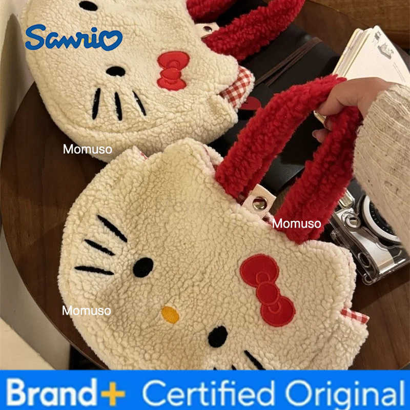 Sanrio New Cute Fashion Hello Kitty Sherpa Patchwork Large Capacity Womens Shoulder Bag Versatile Mommy Bag For Daily Use H251230