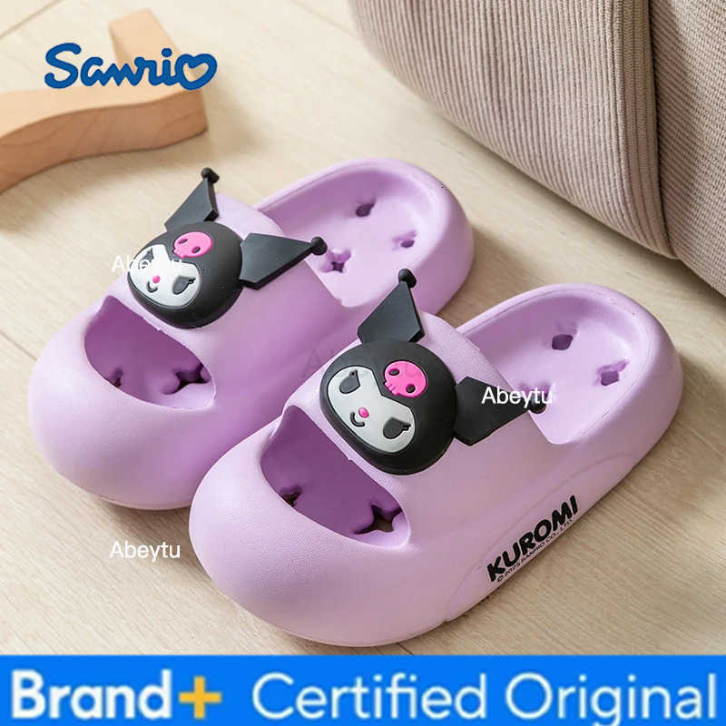 Sanrio Girls Fashion Solid Color EVA Breathable Non-slip Slip-On Sandals with Kuromi Kids slippers gifts indoor outdoor Shoes H251230
