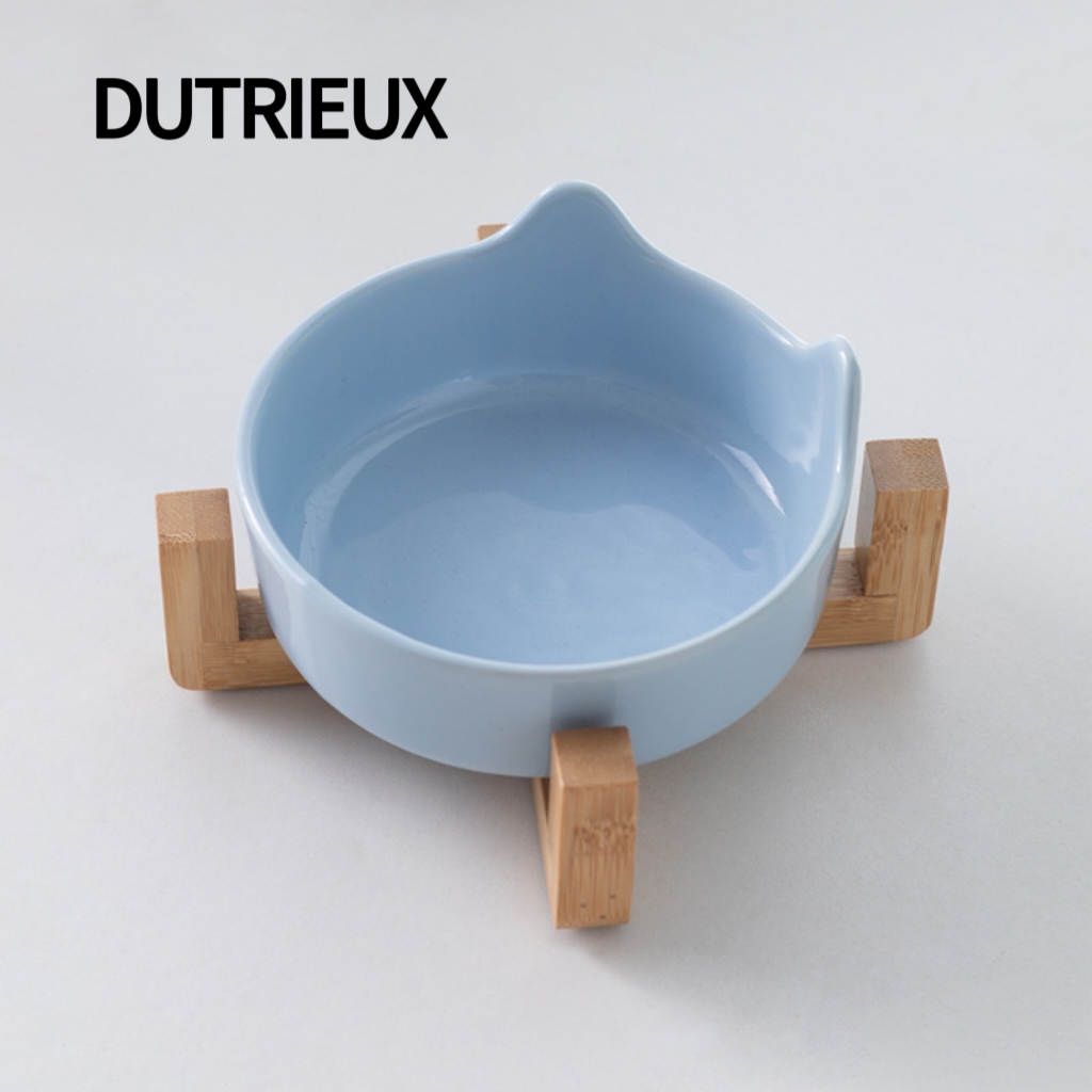 H2037 Creative ceramic cat and dog food bowls with double bowl design, food and water on the same shelf, non-slip.