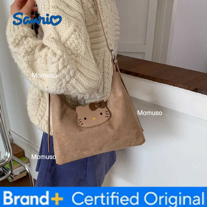 Sanrio Anime Hello Kitty Cartoon Suede Large Capacity Tote Bag Kawaii Shoulder Bag Portable Travel Toiletries Storage Bag Holiday Gift H251230