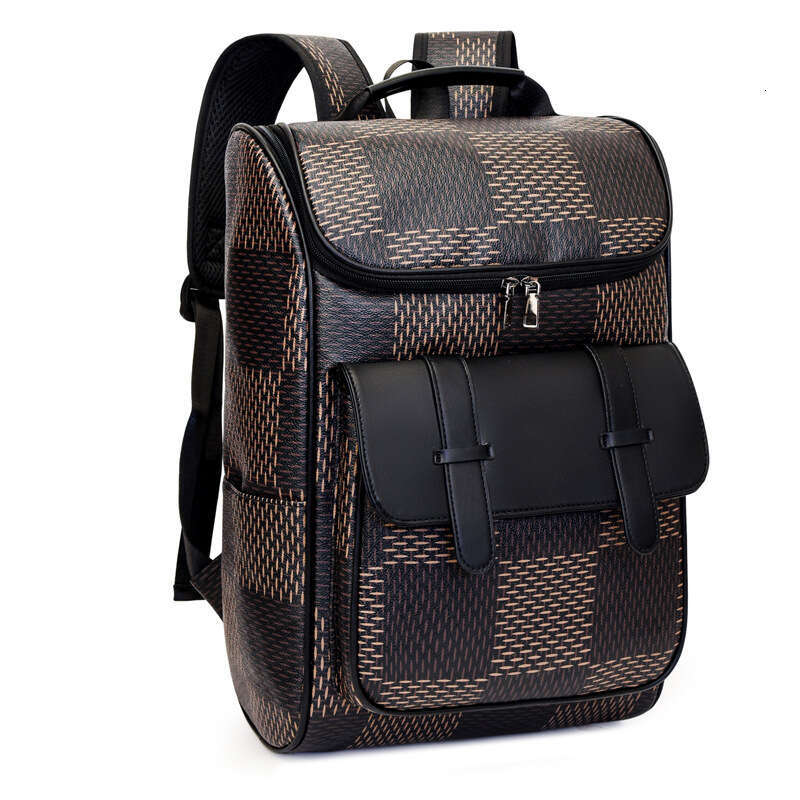 New Large Capacity Casual Fashion Korean Version Connector Men's PU Leather Laptop File School Bag College Student Backpack