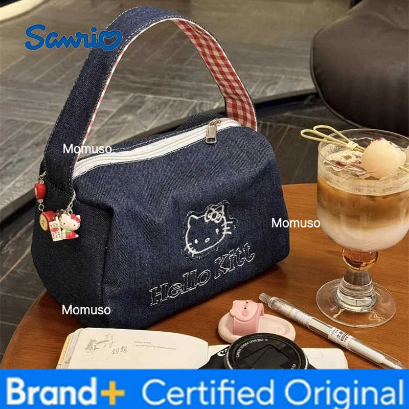 Sanrio Hello Kitty Embroidery Cosmetic Bags Anime Handbags Cartoon Tote Large Capacity Clutch Bag Travel Organizer Satchel Gifts H251230