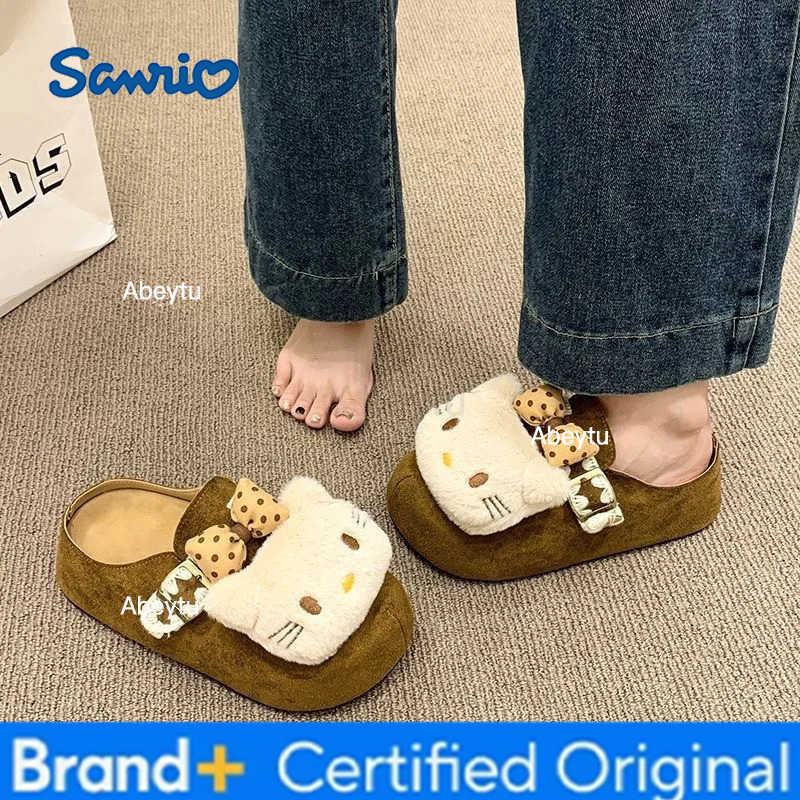 Sanrio New Cute Cartoon Kt Cat Casual Slippers Women Thick Soled Comfortable Home Wear Versatile Non-Slip Slippers Autumn Winter Gift H251230