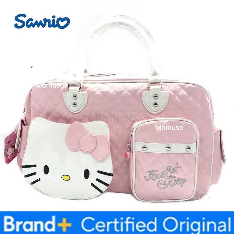 Sanrio Y2k High Capacity Handbag Messenger Bag Kawaii Hello Kitty Cartoon Pu Bright Surface Girls Fashion Travel Bags Gift Toys H251230