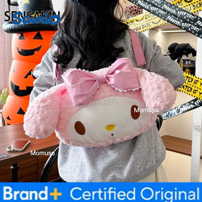 Sanrio Anime Melody Tote Bag Sweet Kawaii Girl Shoulder Bag Plush Student Backpack Pink Large Capacity Handbag Cartoon Cute Gift H2512301