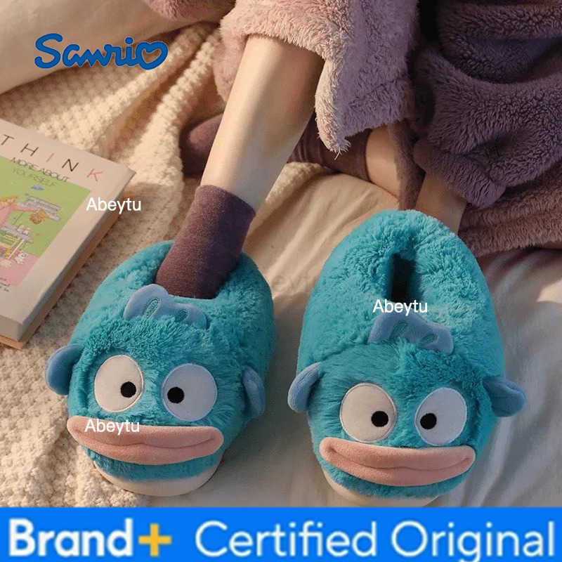 Sanrio Hangyodon Plush Cotton Shoes Autumn and Winter Anime Style Warm Slippers Couple Home Kawaii Cartoon Cotton Slippers Gift H2512301