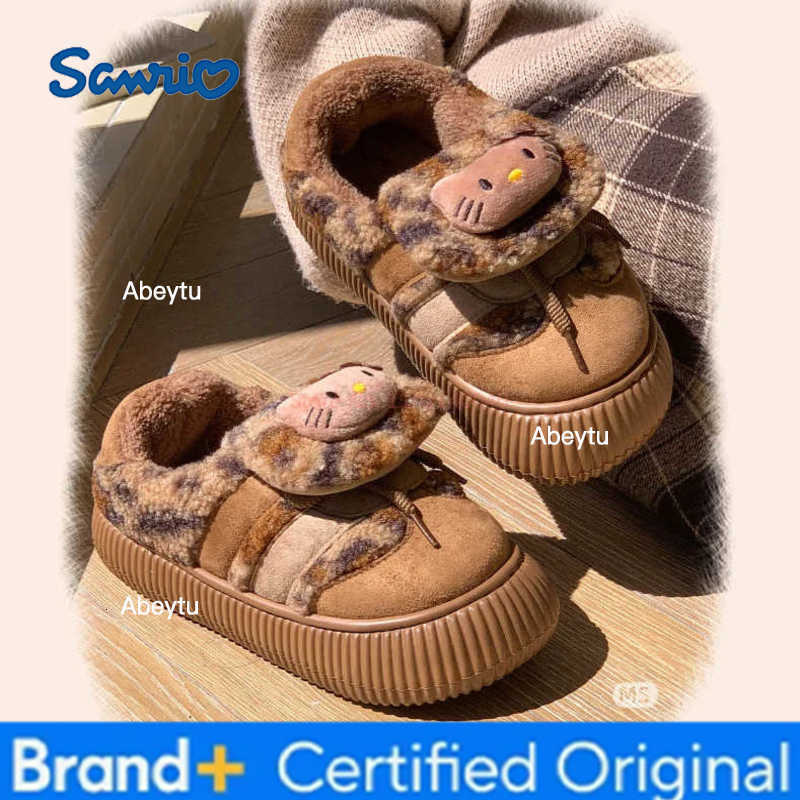 Sanrio Hello Kitty Anime Cartoon WomenS Sneakers Autumn Winter Warm Comfortable Casual Shoes Kawaii Girls Velvet Cotton Shoes Slippers H251230