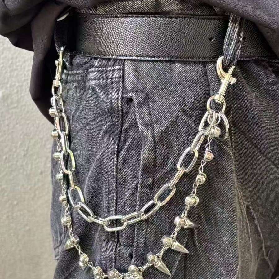 rapper American Style New Trend Dark Punk Metal Bullet Pendant Dual-use Necklace Pioneer Hip-hop Pants Waist Chain for Men