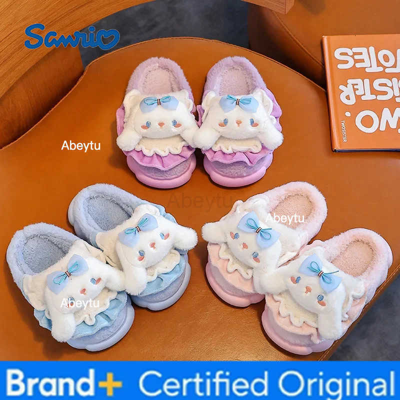 Sanrio Autumn Winter Child Cotton Slippers Kuromi Boy Girl Indoor Cute Cartoon Anime Figure Kawaii Cartoon Slippers Cotton Mop H251230