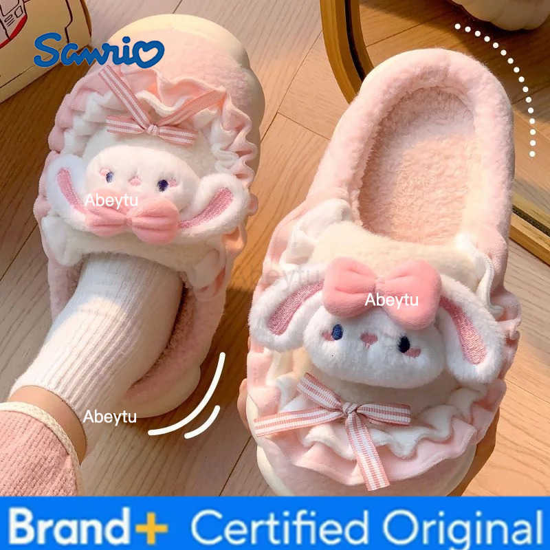 Sanrio Kids Slippers House Shoes Cartoon Slippers Winter Shoes For Girls Anti-slip Soft Bottom Warm Pink Blue Shoes Size 36-41 H251230