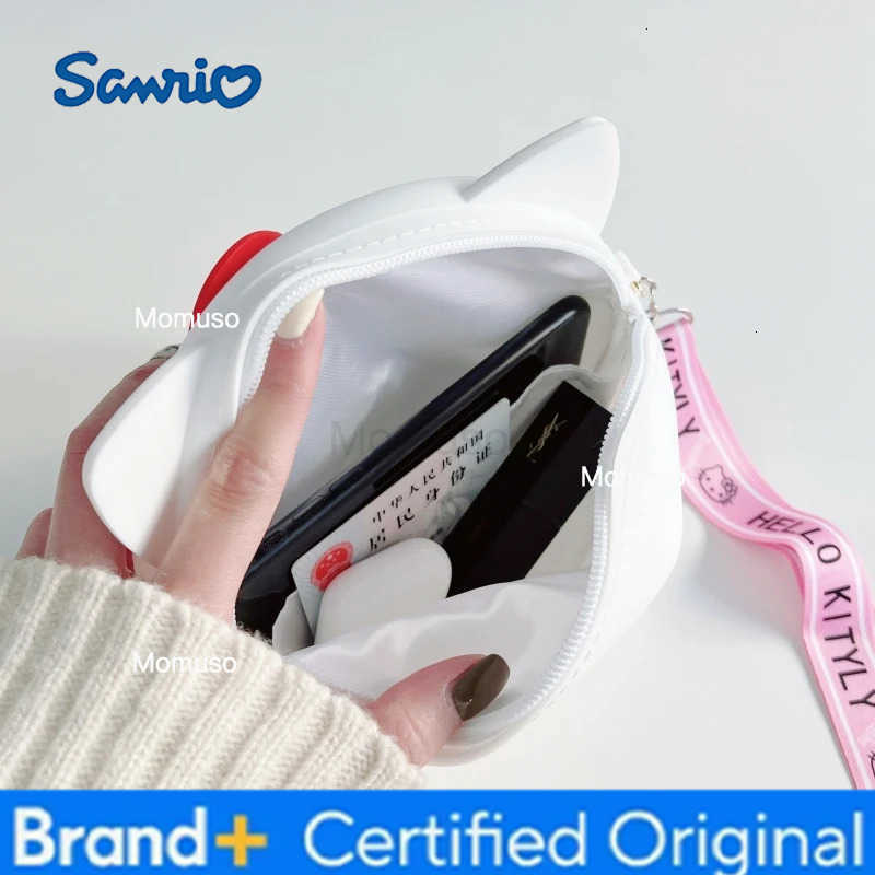 Sanrio Anime Hello Kitty Kawaii Fashion Girl Storage Bag Silicone Coin Purse Cartoon Crossbody Shoulder Bag Child Birthday Gifts H251230