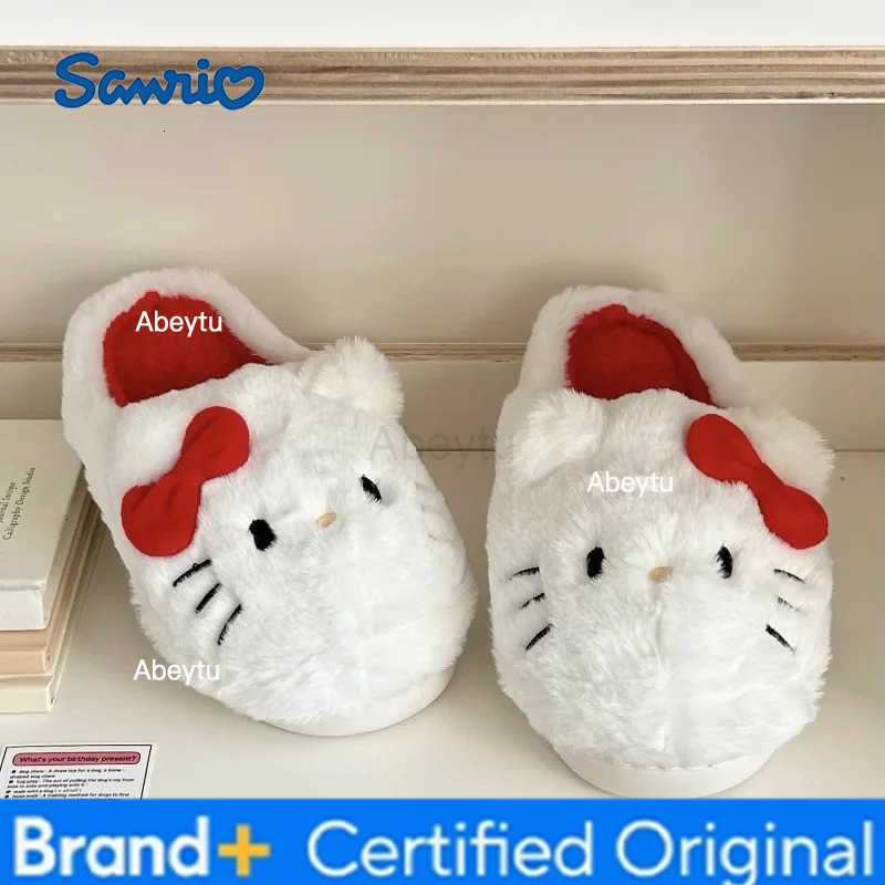 Sanrio Plush Slippers Hello Kitty Kawaii Cute Student Autumn Winter Bedroom Soft Padded Plush Bedroom Aldult Shoes Girls Xmas H251230
