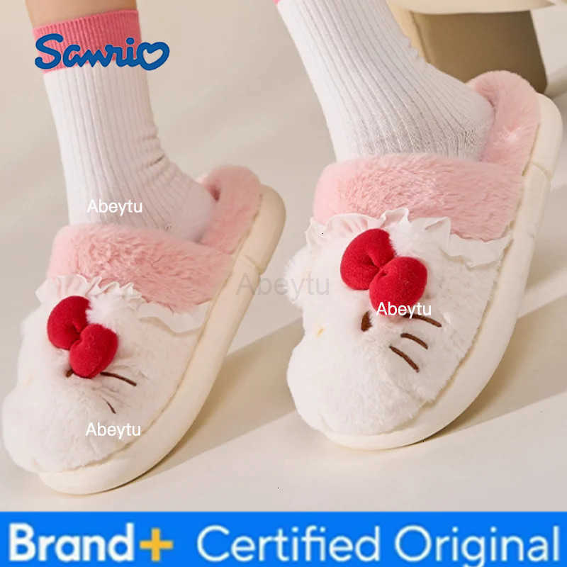 Sanrio Kids Slippers House Shoes Cartoon Hello Kitty Winter Shoes For Girls Warm Anti-slip Soft Bottom Pink Shoes Size 36-41 H251230