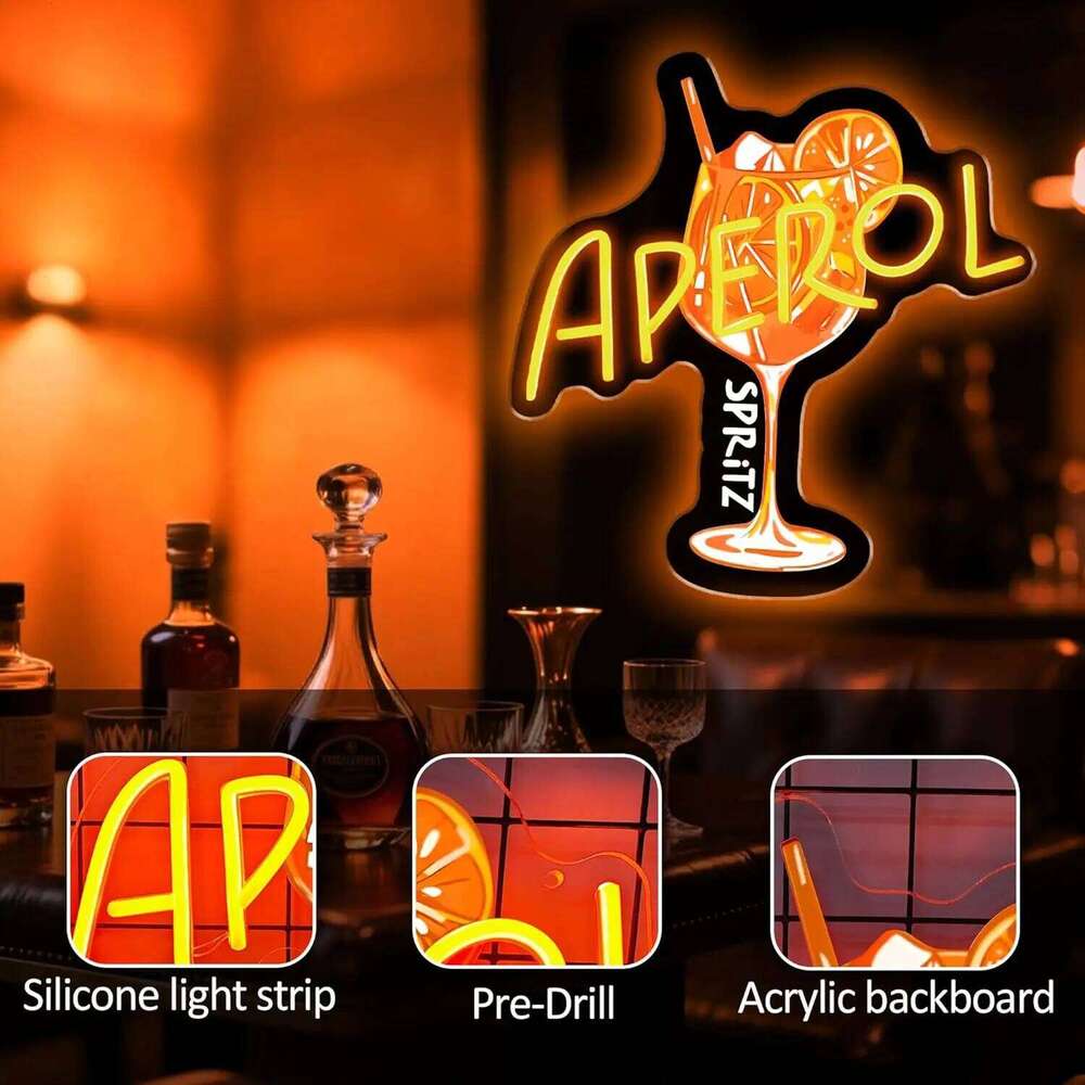 Aperol Sign LED Cocktail Neon Light for Home Bar Man Cave Kitchen Party Decor Spritz Lover Gift USB Powered Dimmable 25L1230