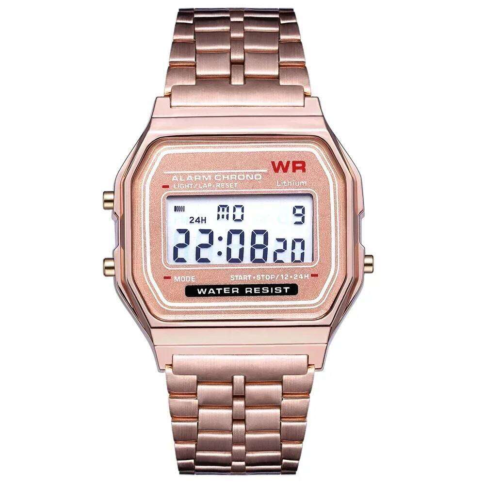 Retro Square Electronic Watches Digital Display Women Men Watch Rose Gold Silver Luxury Ladies Wristwatches Relojes Para Mujer 25M1230