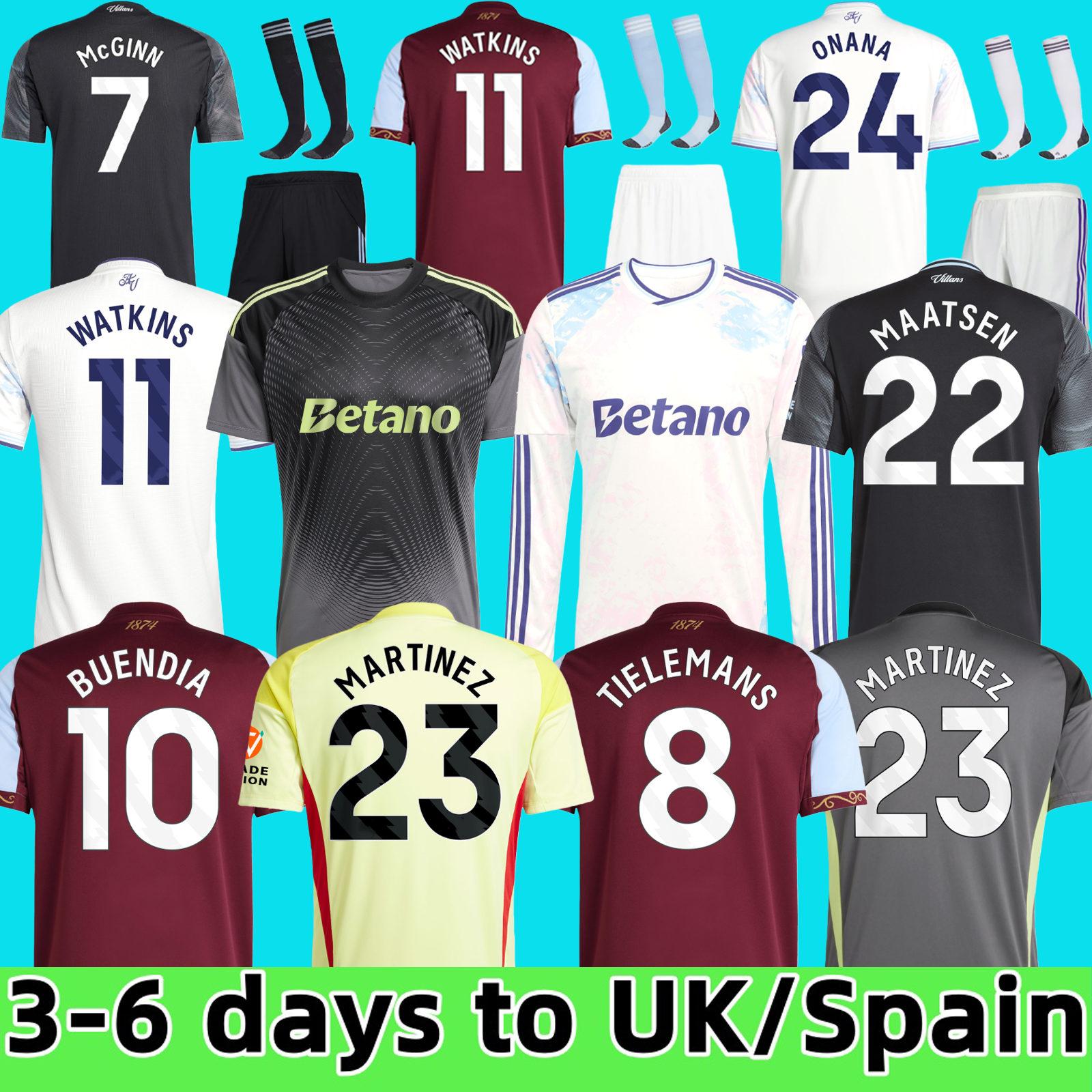 25 26 Aston goalkeeper BAILEY MALEN soccer jersey home away third 2025 2026 villa McGINN ONANA WATKINS KONSA MARTINEZ Men kids kit