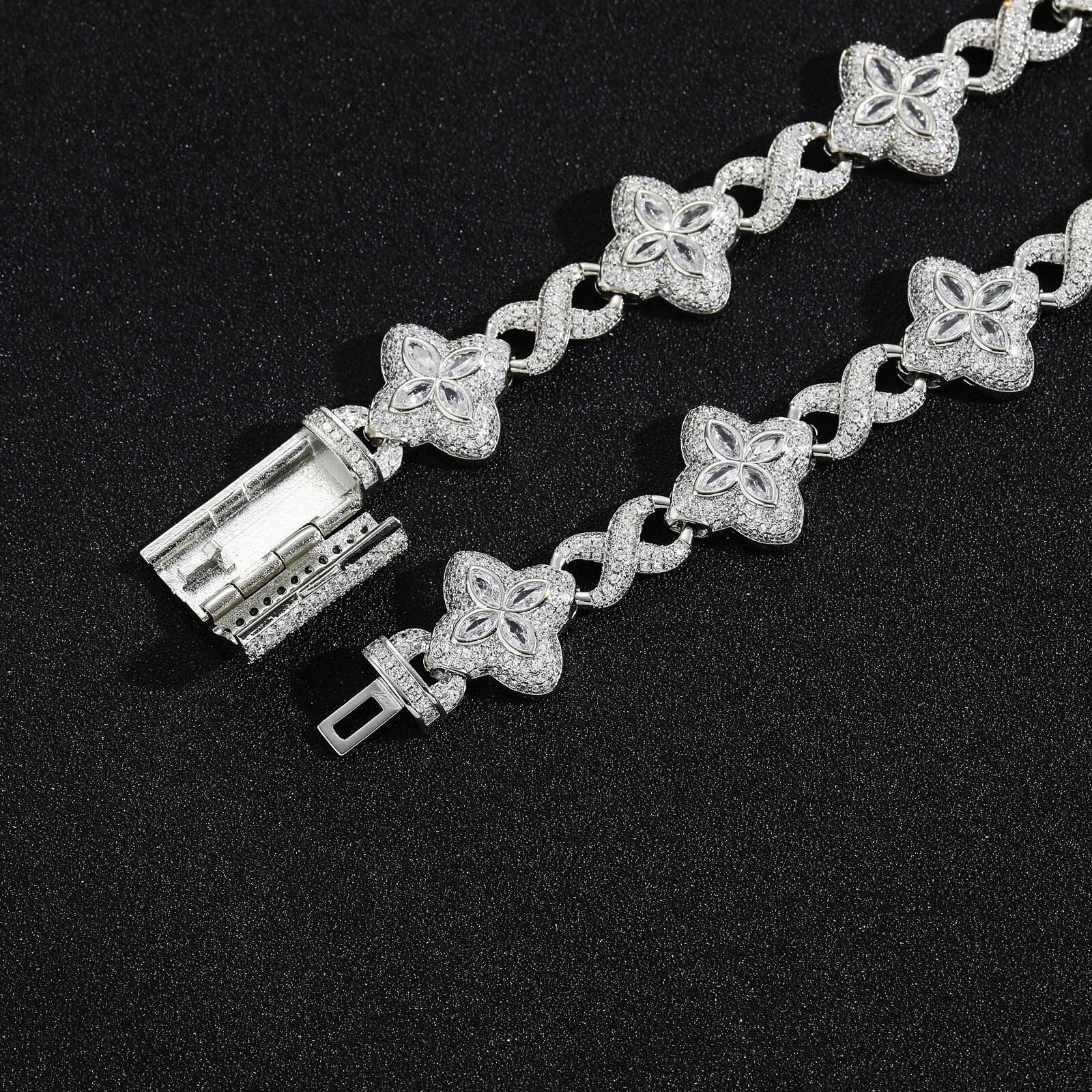 Luxury Brand Designer Jewelry Hip Hop European And American Infinity Four-Leaf Clover Bracelet Fashion Trendy Cool Personality High-End 5A Zircon Men 