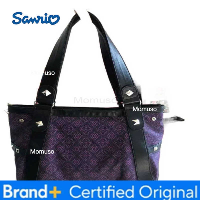 Sanrio Hello Kitty Vintage Patchwork Purple Armpit Bag Subculture Y2K Sweet Spicy Girl Handbag Gothic Trend Versatile Tote Bag H251230