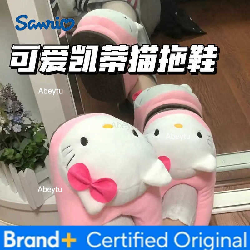 Sanrio Kawaii Hello Kittys Cotton Slipper Anime Sanrios Autumn Winter Home Indoor Shoes Girls Women Plush Slipper Warm Birthday Gift H251230