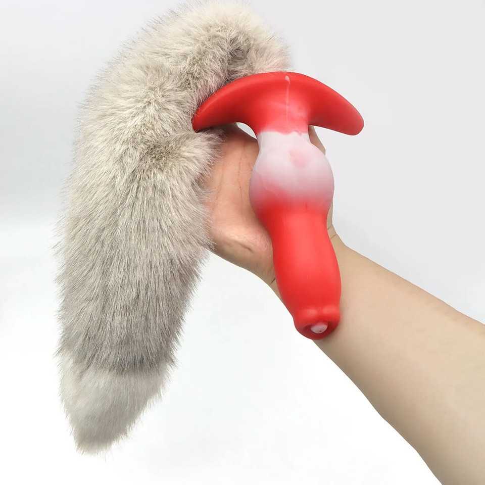 Adult Sex Games Anal Plug With Tail Soft Silicone Dog Knot Butt Plug Wearable Tail Detachable Cosplay Sex Toys For Women Men