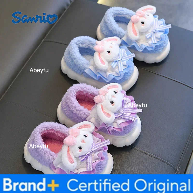 Sanrio Warm Indoor Cotton Slippers for Girls Baby Plush Winter Childrens Shoes Parent-Child Slippers Cozy Home Slippers for Kids H251230