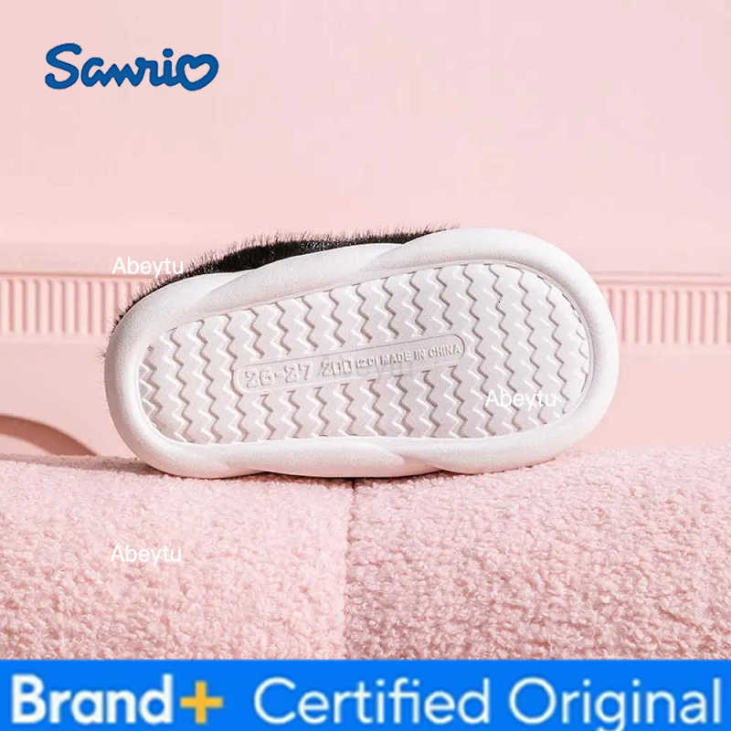 Sanrio Cartoon Female Warm Kuromi Cinnamoroll Women Plush Slippers Anime Hello Kitty Winter Thicken Home Slippers Kids Festival Gift H251230